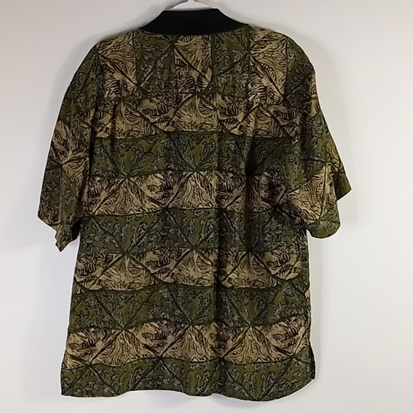 Porcini Silk Button Up Shirt Men's Size Medium - Picture 3 of 14